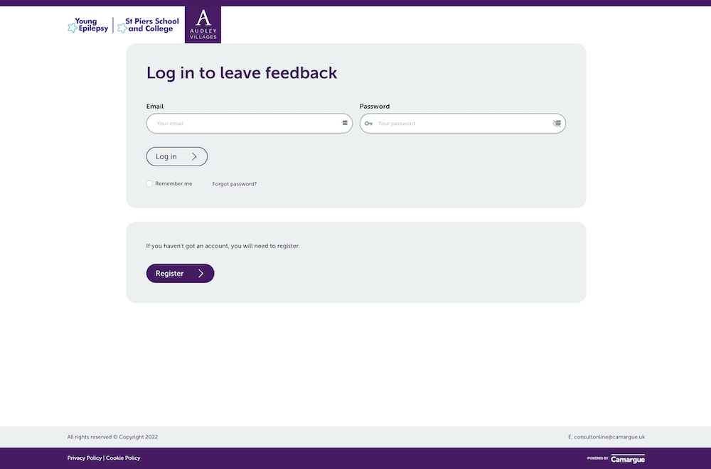 Login page